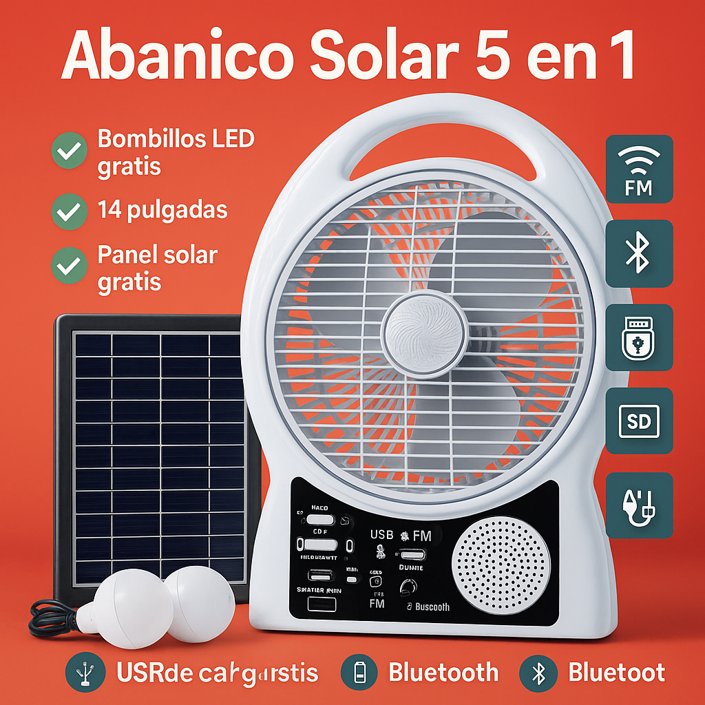 ABANICO RECARGABLE 5 EN 1