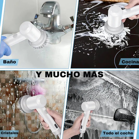 Pistola Eléctrica de Limpieza Recargable con Accesorios Intercambiables