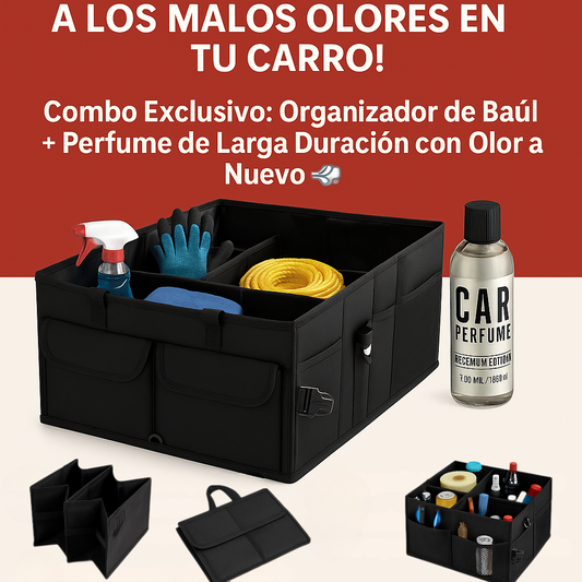 ORGANIZADOR DE AUTO PLEGABLE + PERFUME DE LARGA DURACION